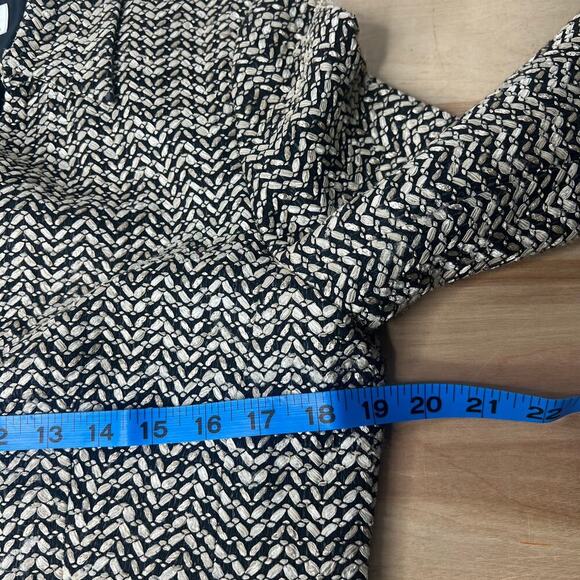 Talbots Womens Tweed Jacket Blazer Size 8 Herringbone Button Front Black & Cream - Picture 9 of 11